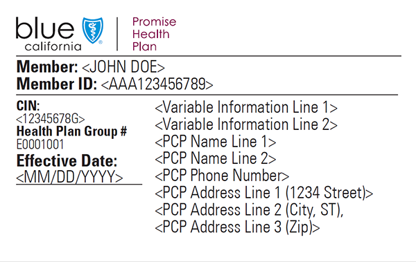 Sample Id Card Blue Shield Of Ca